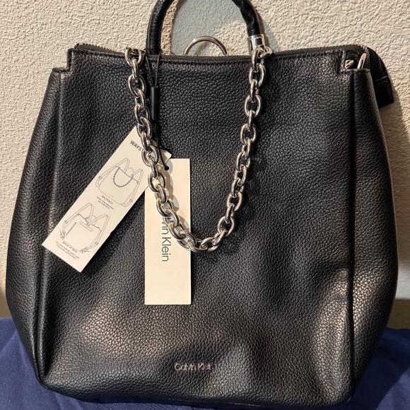 Calvin Klein Handbags - Calvin Klein Leather Chain Convertible Backpack Handbag NWT